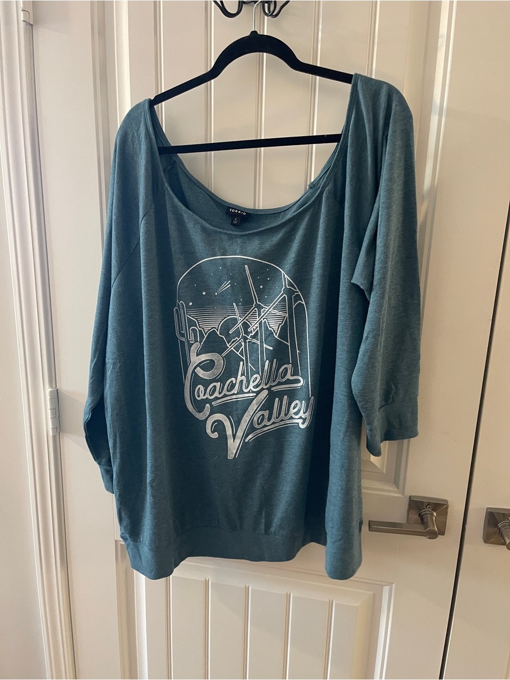torrid Teal Graphic Off-Shoulder Coachella Valley Top